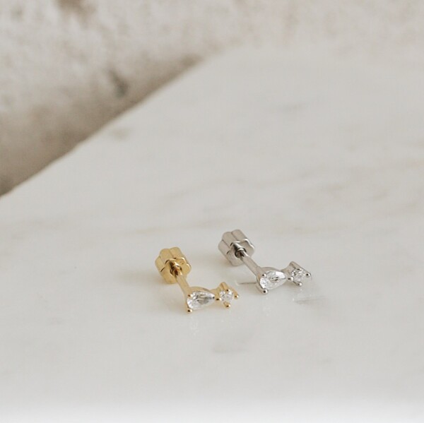 Badem Taşlı Piercing | 925 Gümüş - 