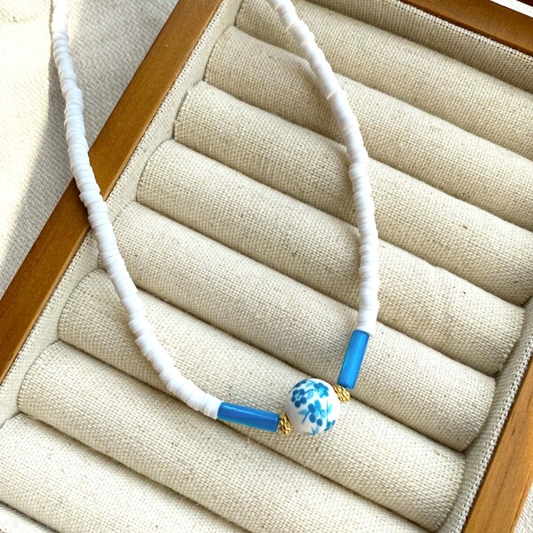 Beyaz Fimo Boncuklu Top Choker - Fi Season