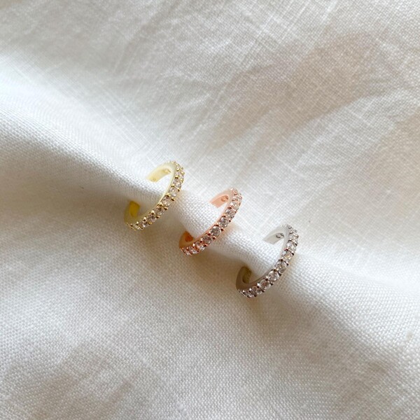Beyaz Taşlı Sıralı Ear Cuff | 925 Gümüş - Fi Season
