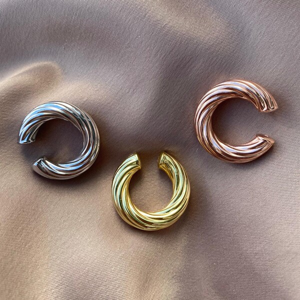 Burgulu Kalın Halka Ear Cuff | 925 Gümüş - Fi Season