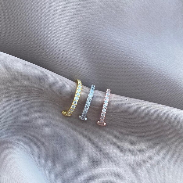 İnce Taşlı Ear Cuff | 925 Gümüş - Fi Season
