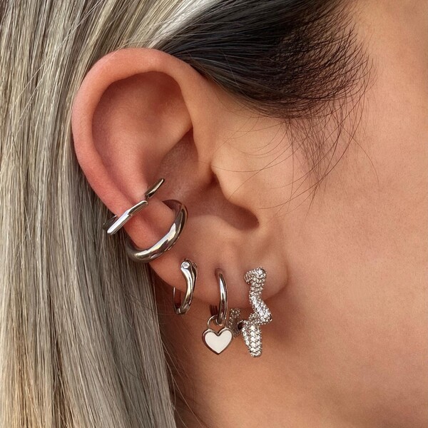 Kalın Halka Ear Cuff | 925 Gümüş - Thumbnail
