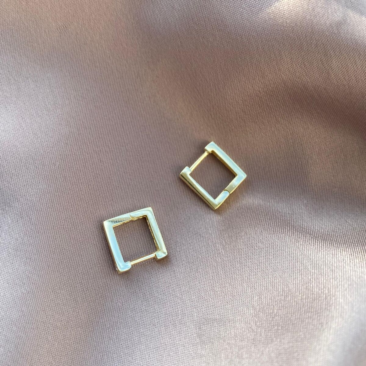 Kare Küpe 925 Gümüş Geometrik Şekilli Küpe 925, Küpe Fi