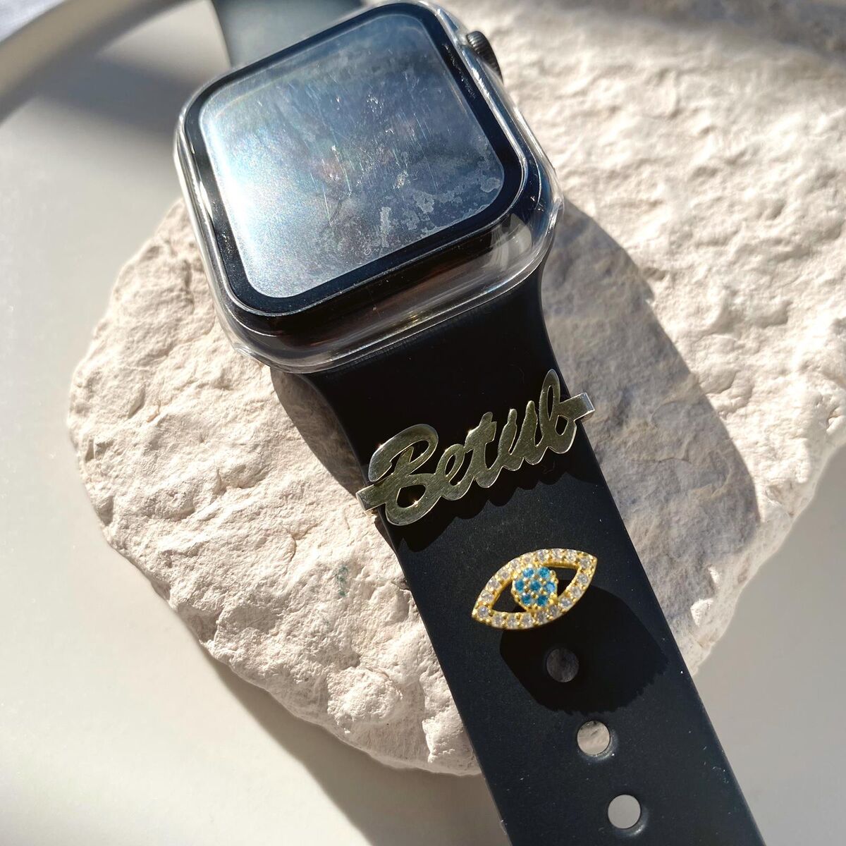 Mavi Taşlı Göz Apple Watch Aksesuarı | 925 Gümüş - 3