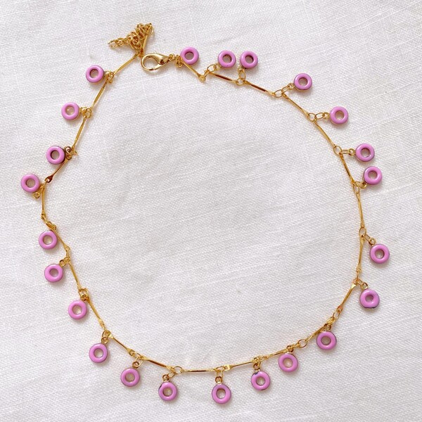 Pembe Mineli Daire Choker - Fi Season