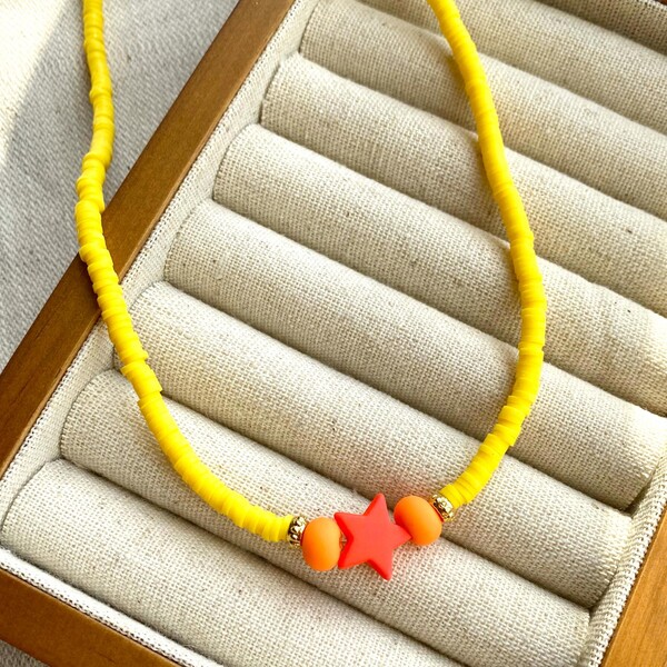 Sarı Fimo Boncuklu Yıldız Choker - Fi Season
