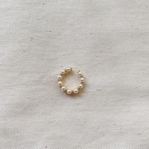 Taşlı İncili Ear Cuff | 925 Gümüş - Fi Season