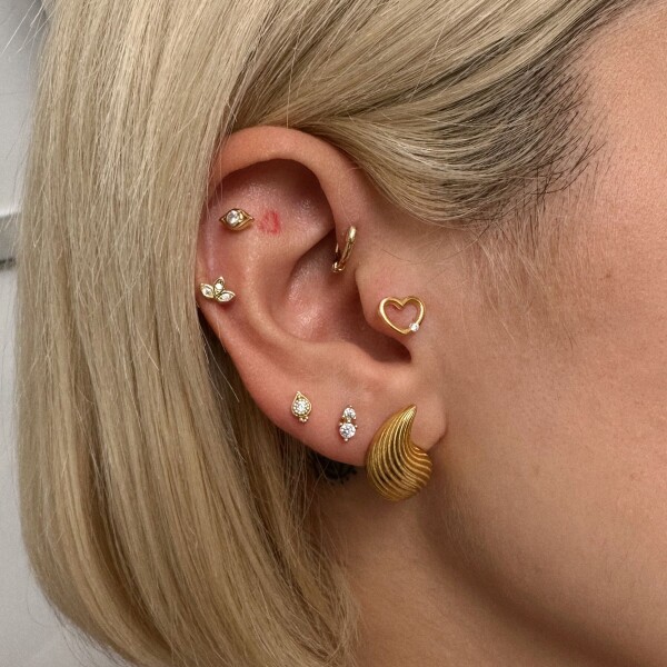 Taşlı Noktalı Damla Piercing | 925 Gümüş - Fi Season