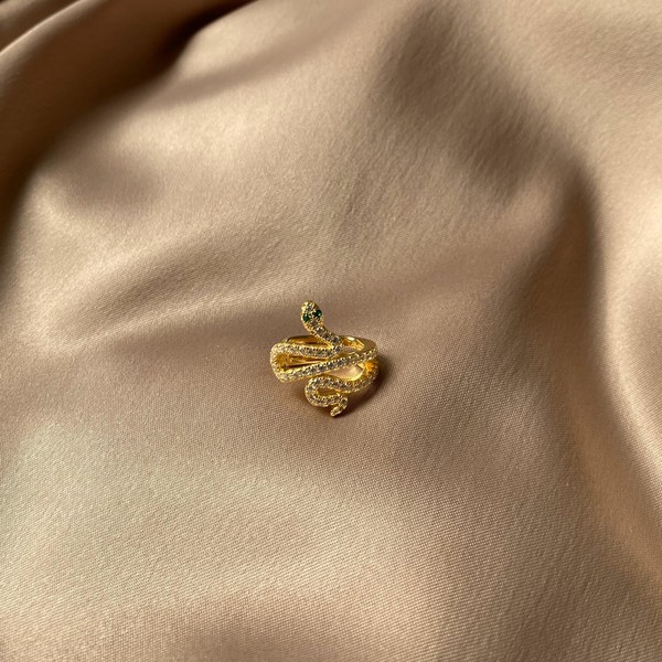 Taşlı Yılan Figürlü Ear Cuff | 925 Gümüş - Fi Season
