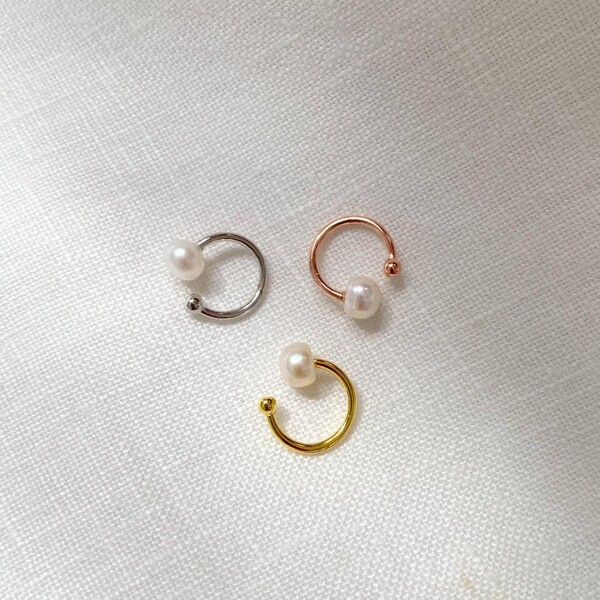 Tek İncili İnce Ear Cuff | 925 Gümüş - Fi Season