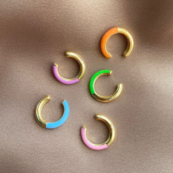 Fi Season - Yarısı Renkli Mineli Ear Cuff | 925 Gümüş